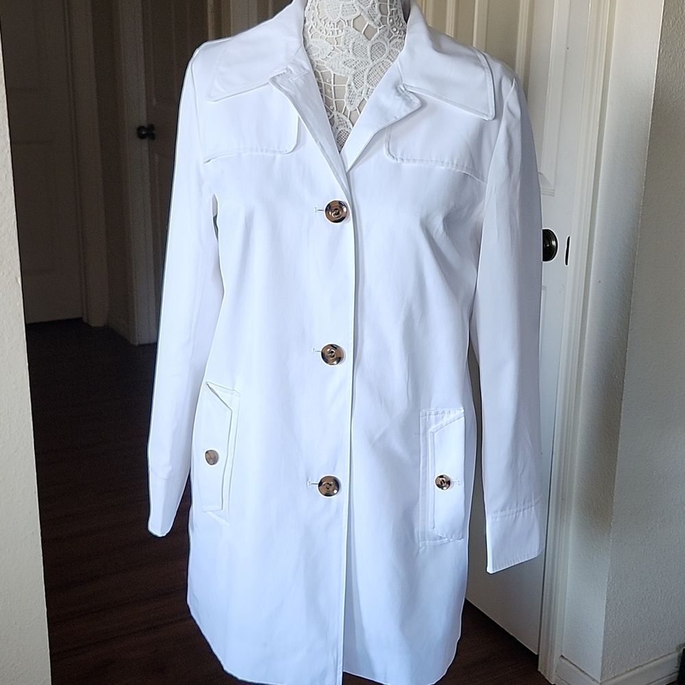 Dennis Basso Sophisticated Trench Coat NEW Classic Chic Light Acedemia  XS